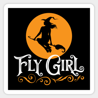 Fly Girl - Funny Halloween Witch Sticker